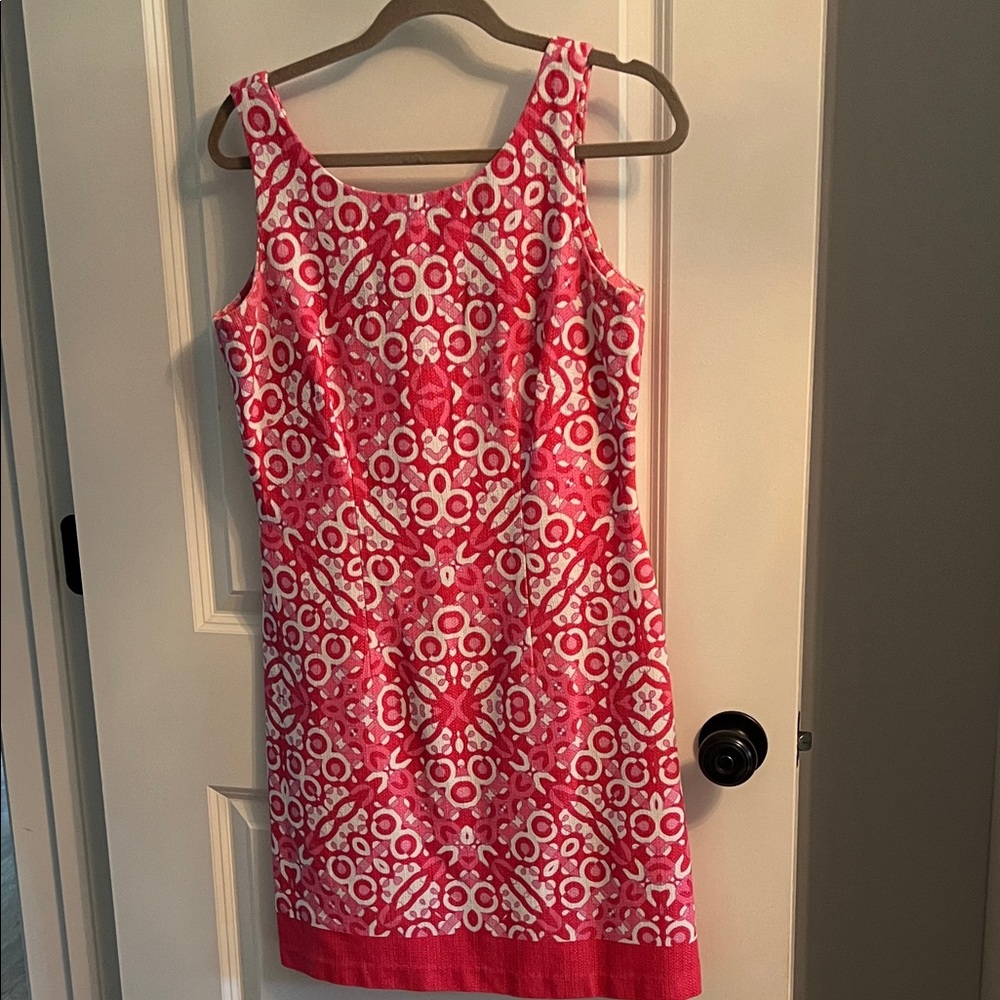 Taylor Pink and White Patterned Mini Dress
